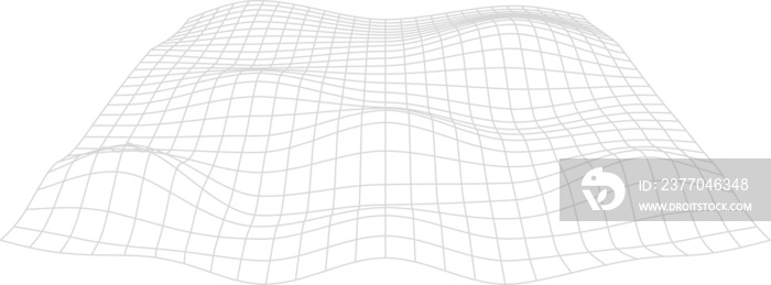 Waves or terrain relief mesh, 3d wire model