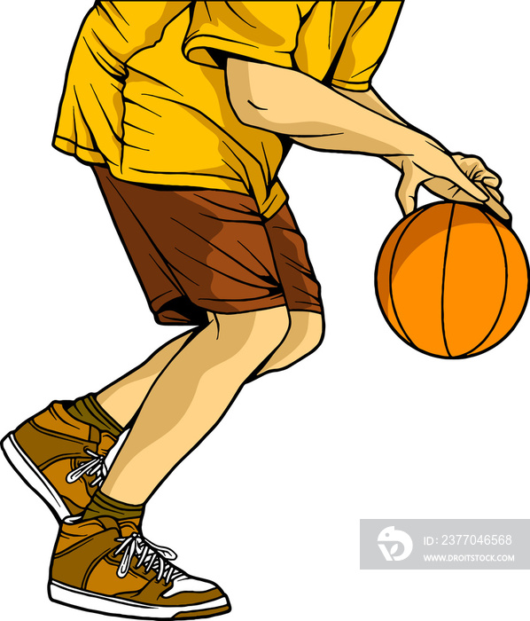 Basketball player vector illustration colored in line art isolated