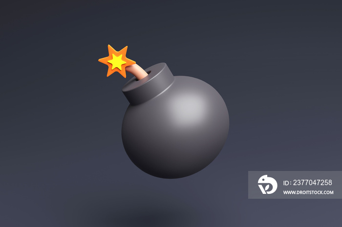 black bomb in 3d rendering design.