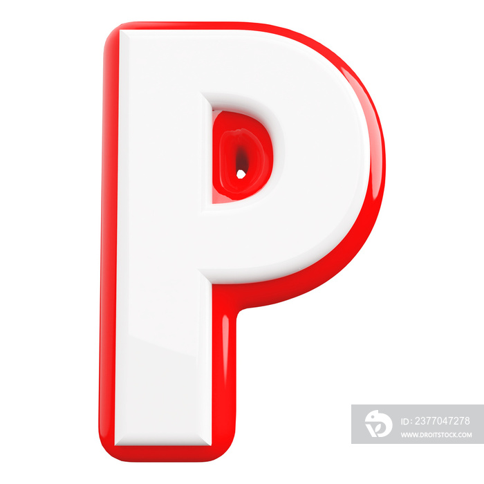 3d letter P red font render