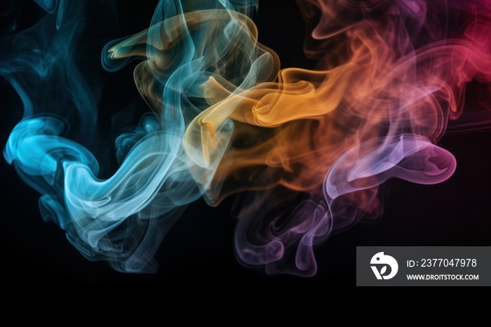 colourful smoke on black background