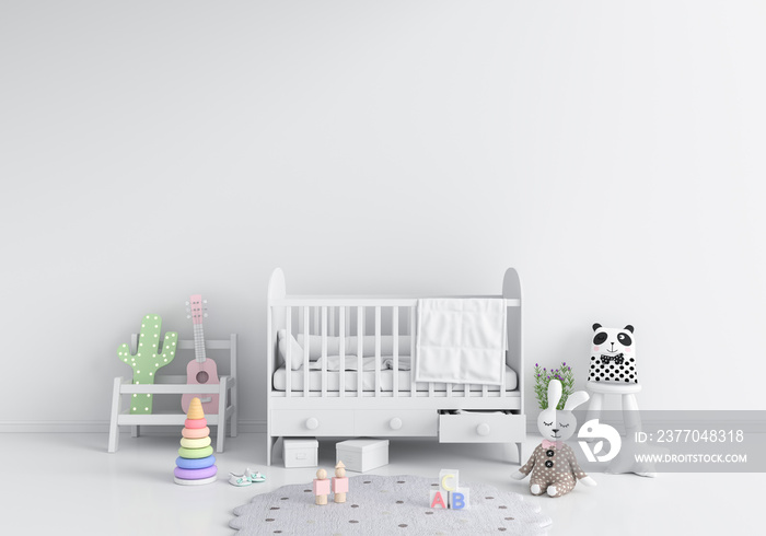 White child bedroom interior for mockup, 3D rendering