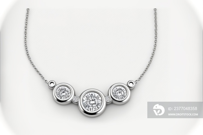 Women’s jewelry necklace. Gold and silver with diamonds