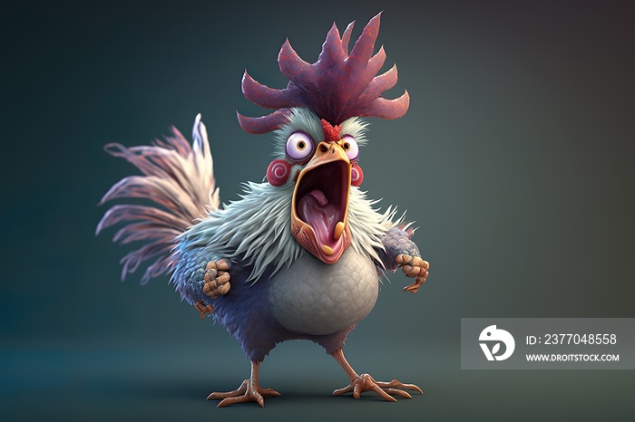 picture of a colorful crazy chicken