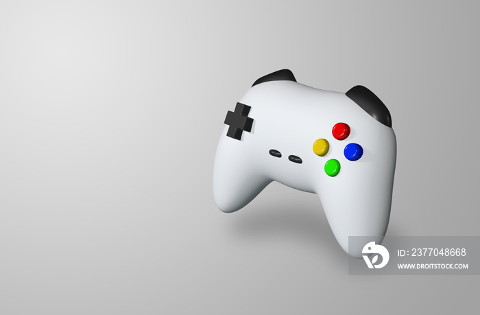 3d white gamepad on white background, 3D rendering image.