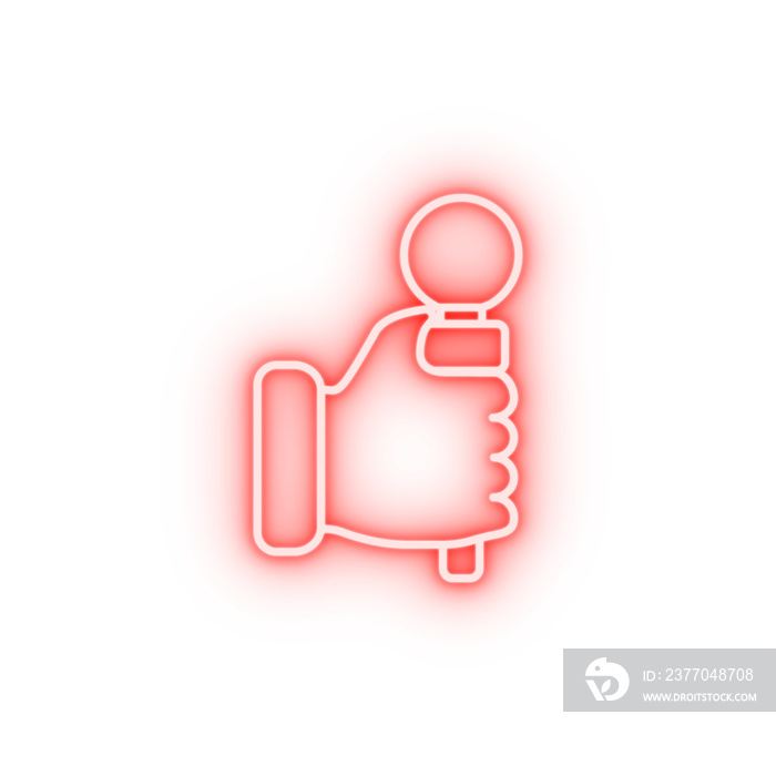 hand with microphone neon icon