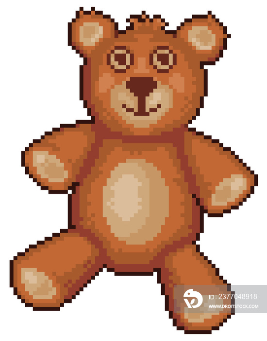 Pixel art teddy bear icon for game 8bit white background