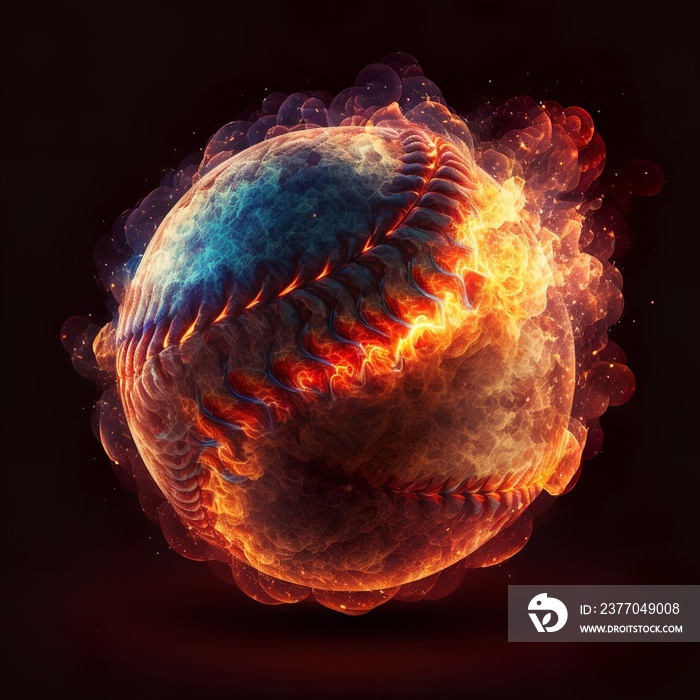 baseball is an fiery ball 3d rendered black background sport burn hot speed fast anxious leather dark sewn together by hand anxious smoking fire ball game american explosion flames