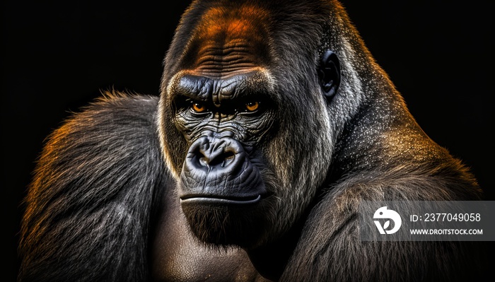 Beautiful works of creation, amazing animals that dazzle the eyes, isolated background gorilla