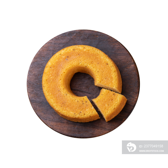 Corn cake, typical brazilian country food and june festival food isolated over white background