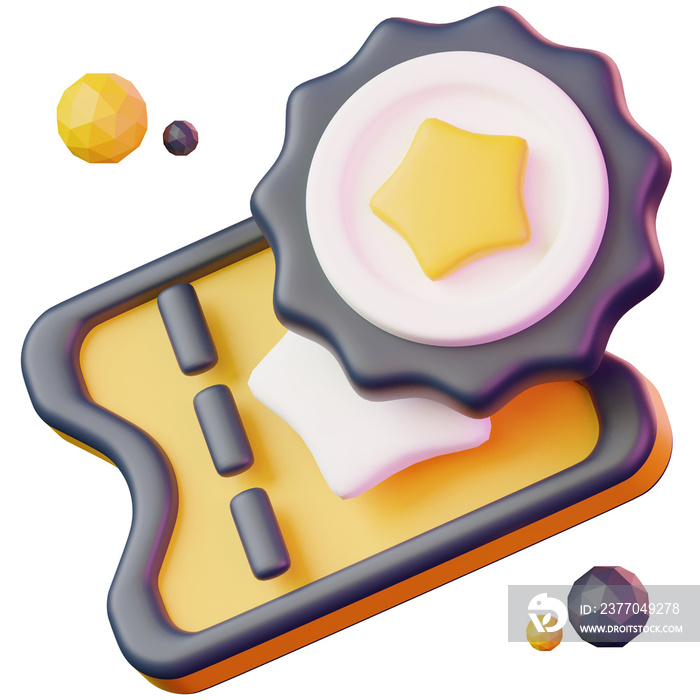 3d coupon icon, transparent background, yellow black