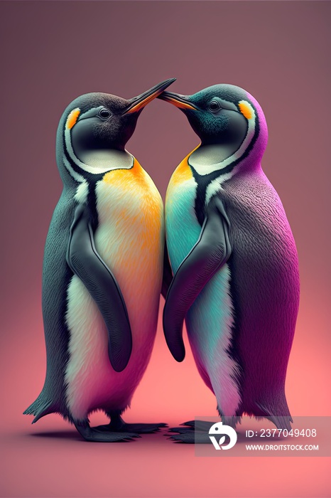 pingouins mignons, romance, amour, couleurs pastel, Contexte, fond d’écran