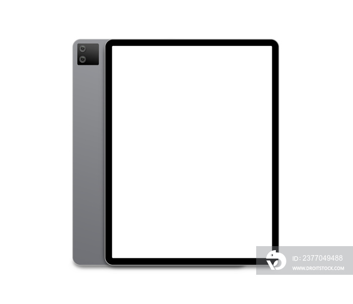 Tablet PC with white screen isolated on a white background. 3D illustration.