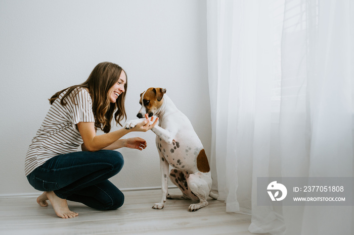 Girl with Dog at home