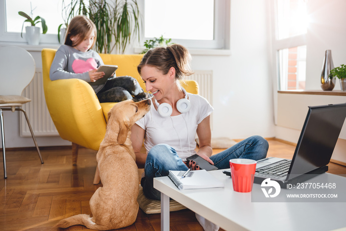 Woman Stroking dog