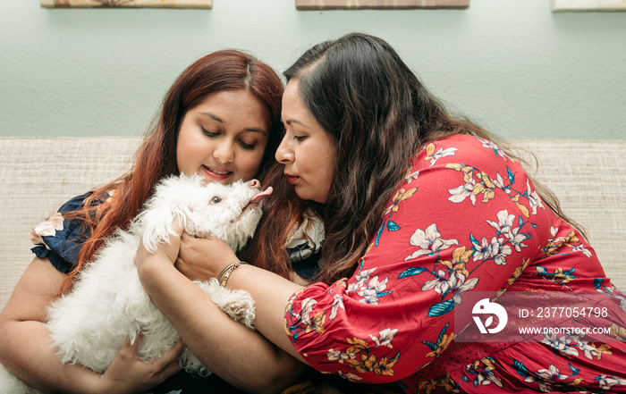 South Asian Mother and daughter portraits at home