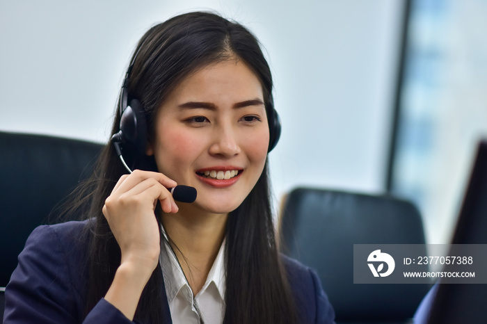 Call center concept, Asian women are operator Call center  working online support , Call center concept for technology communication