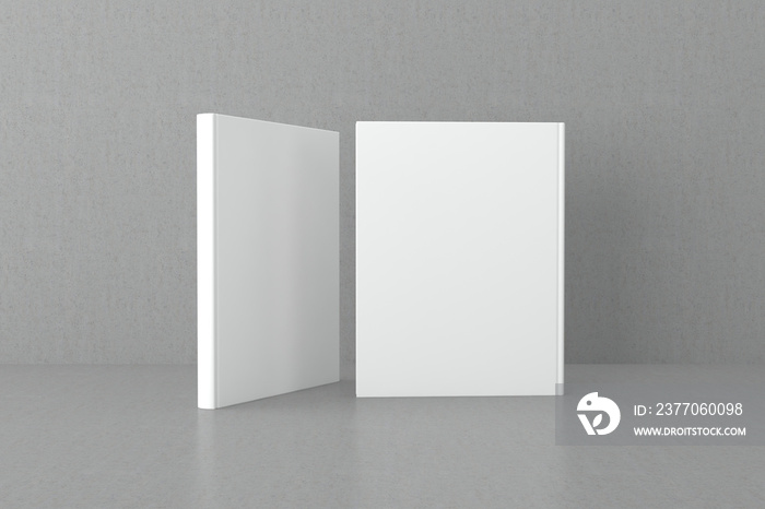 3D illustration of a book cover mockup on a gray background