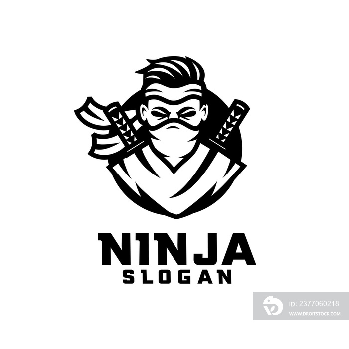 ninja vector mascot logo design illustration concept style for badge, emblem. Head Face ninja illustration for sport and esport team