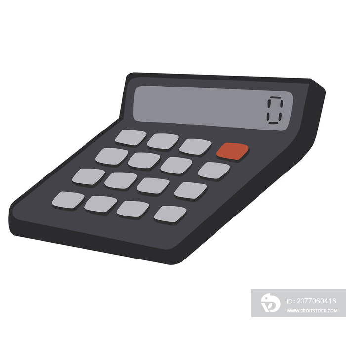 Illustration of a calculator with gray buttons on