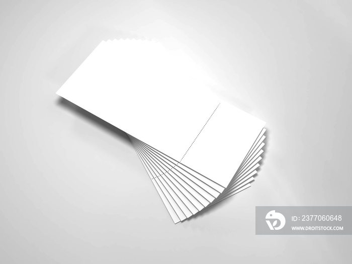 Event Ticket Paper 3D Illustration Mockup Scene