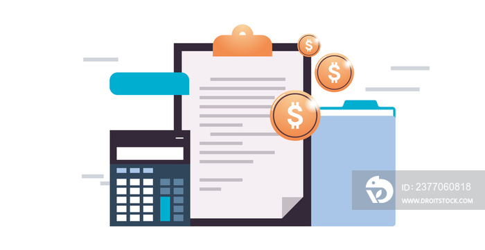 Business complete individual income tax return form online for tax payment and government state taxes, data analysis, paperwork, financial research, calculation tax return flat illustration.