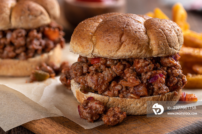 Sloppy Joe Sandwiches and French Fries