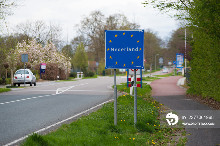 blue eu sign entering the netherlands