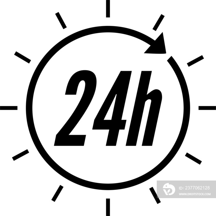 24 hours clock sign icon.