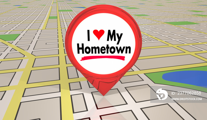 I Love My Hometown Local Pride Map Pin Support Community 3d Illustration