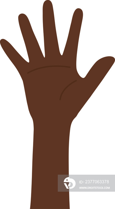 Flat design illustration of hand raised up.