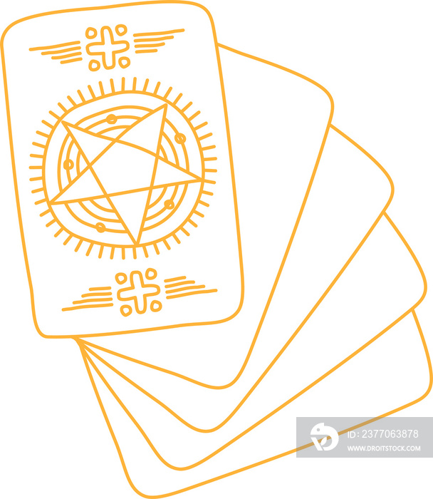 Magic tarot playing card five point pentagram star