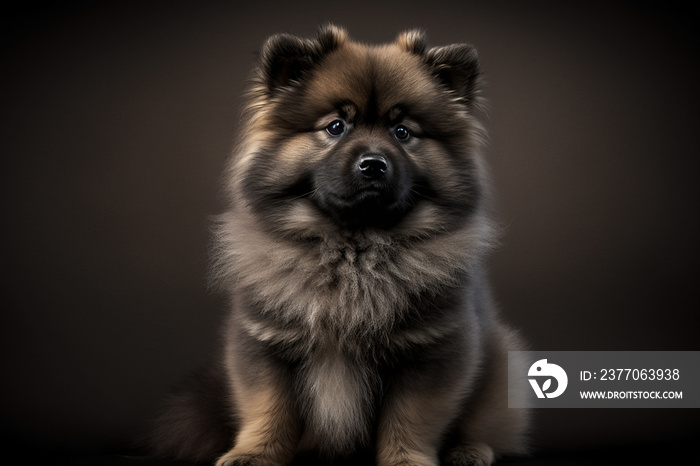 Stunning Keeshond Dog on Dark Background - Perfect for Your Website or Social Media