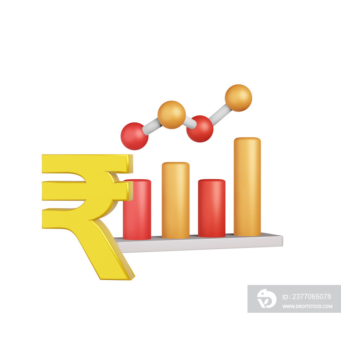 rupee chart 3d render icon illustration