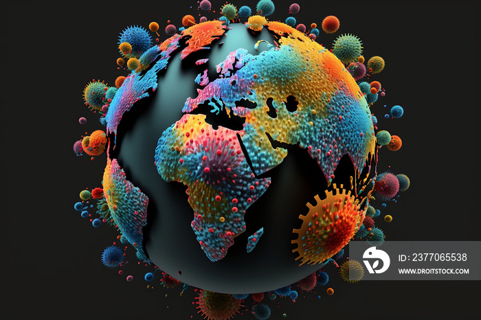 Illustration of the structure of a coronavirus, COVID-19 Virus under microscope