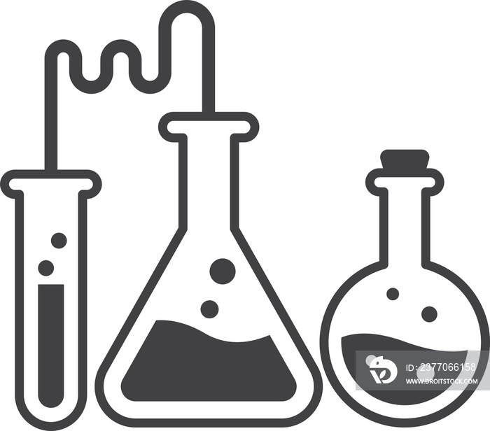 chemical experiments and test tubes illustration in minimal style