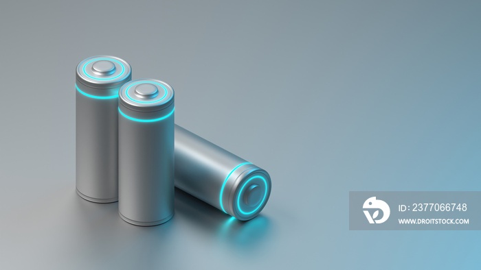 Lithium Battery concept - electrical power supply of rechargeable source - 3D illustration