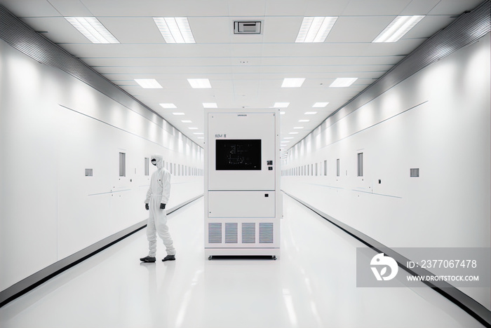 A white, sterile hi-tech clean room.