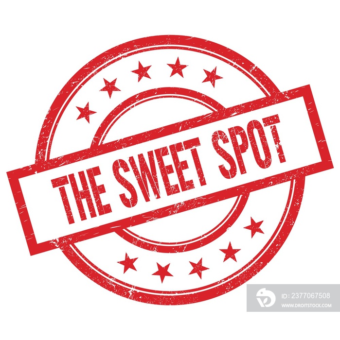 THE SWEET SPOT text written on red vintage round stamp.