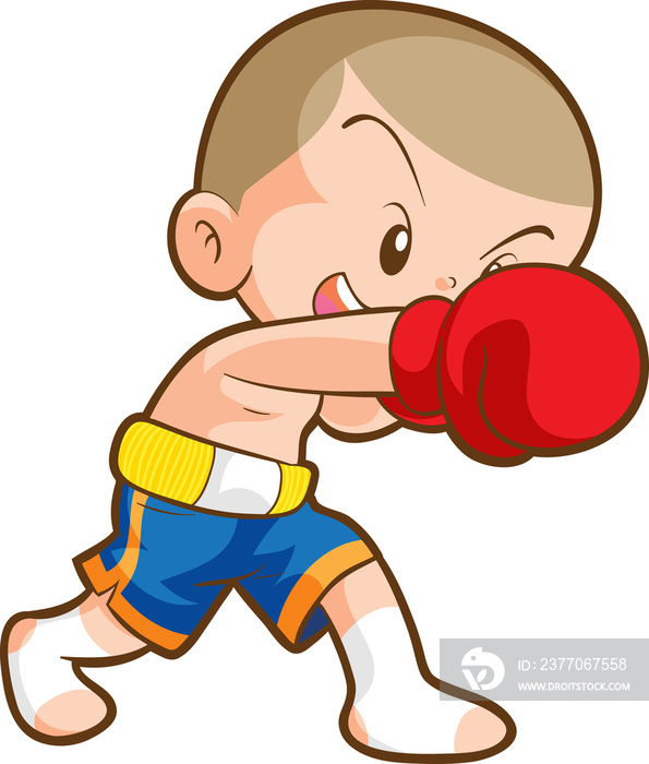 Cute Thai boxing kids fighting actions