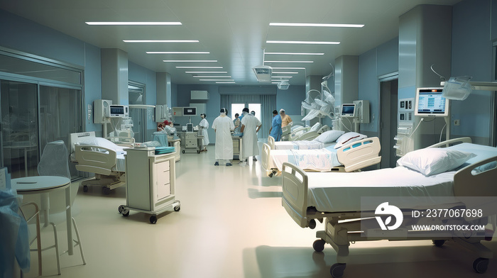 Hospitals and clinic empty interior with bright lighting , operation theater interior, laboratory interior with bright light