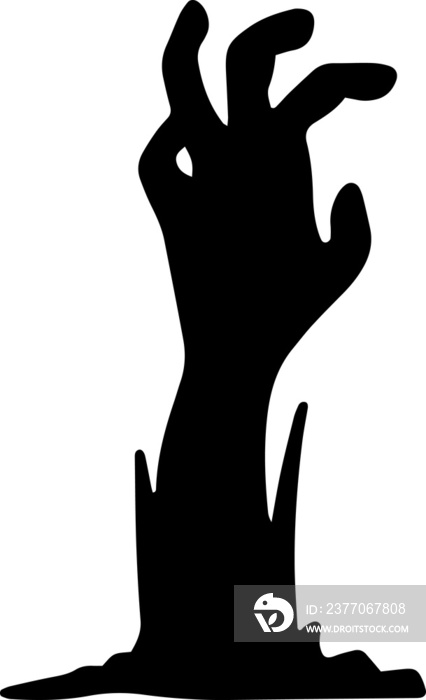 Silhouette Halloween zombie hand , isolated on Transparency background, illustration of elements for halloween. Tattoo