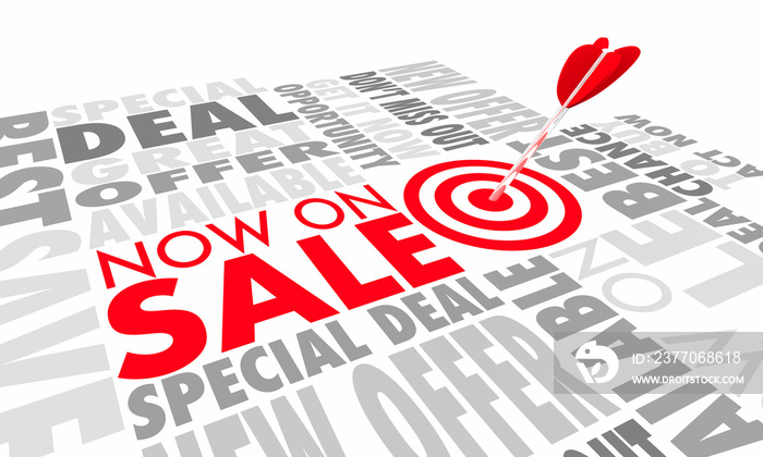 Now On Sale Special Deal Available Arrow Target Words 3d Illustration