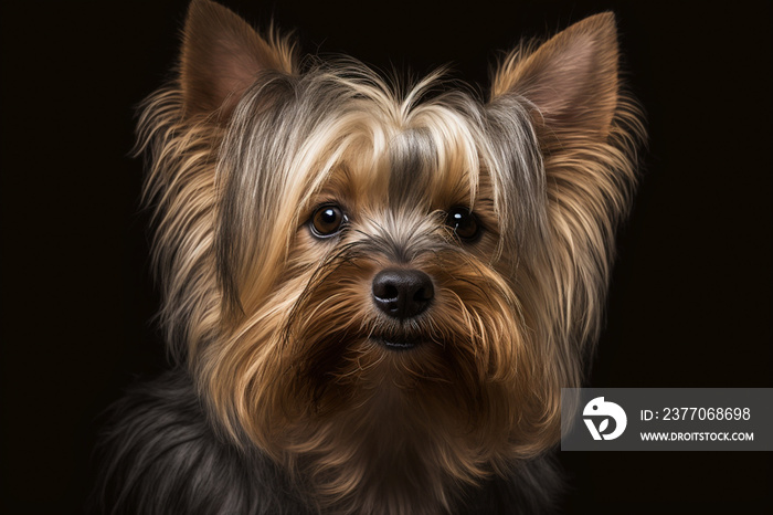 Stunning Yorkshire Terrier Image on Dark Background - Capturing the Charm of This Lively Breed