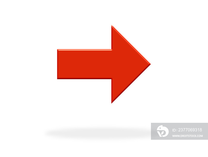 Roter Pfeil nach rechts als Symbol für Navigation, Richtung, Hinweis oder Wegweiser