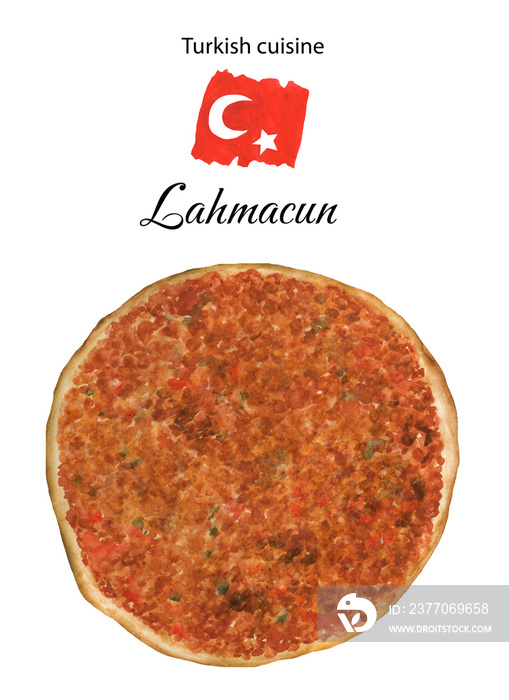 Lahmacun (Turkish pizza) watercolor