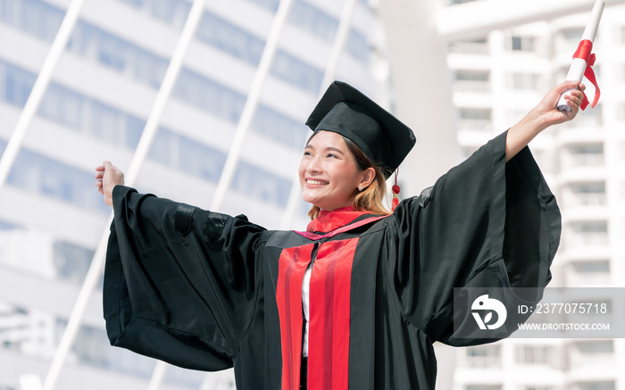 Portrait of student wearing graduated uniform