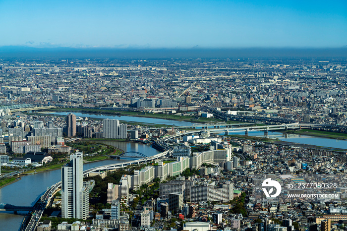 東京スカイツリーから見る街並み 北千住方面