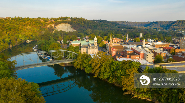 Aerial View Isolated on the State Capital City Downtown Frankfort Kentucky