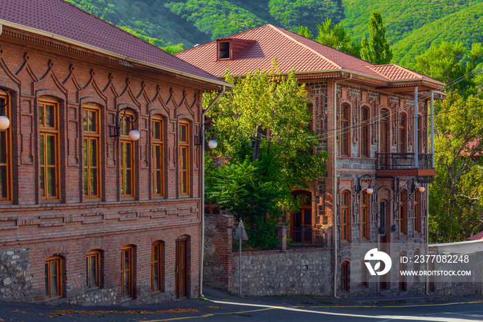 Old brick houses and streets in the city of Sheki